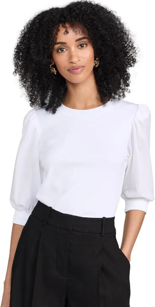 VERONICA BEARD Jean Women's Crew Neck Coralee Top, White 1