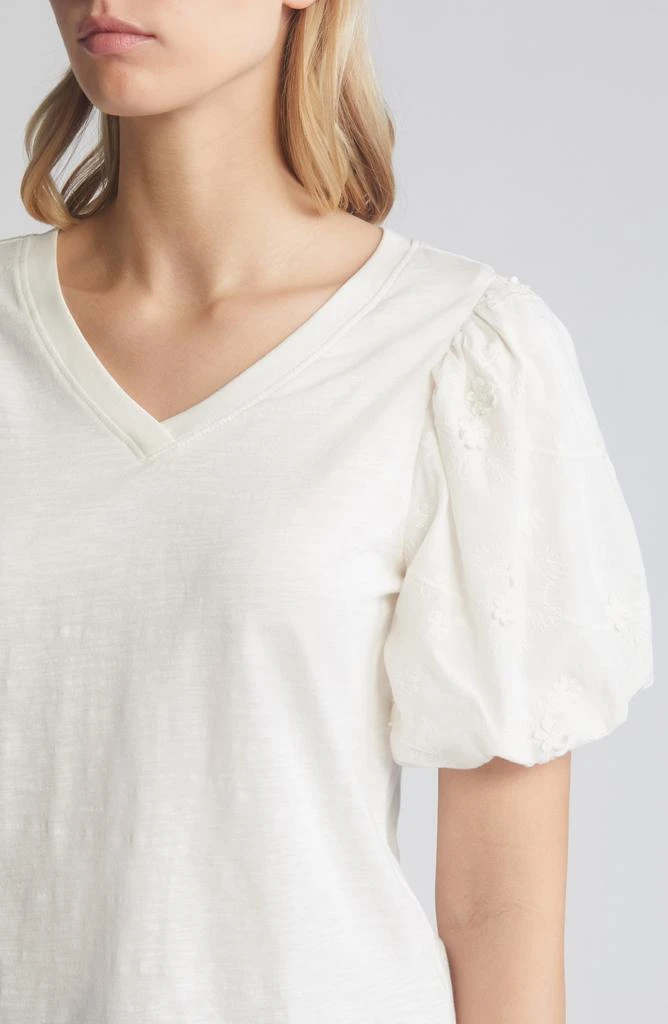 Wit & Wisdom Embroidered Puff Sleeve V-Neck Top 4