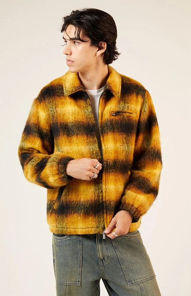 PacSun Yellow Brushed Plaid Jacket 1