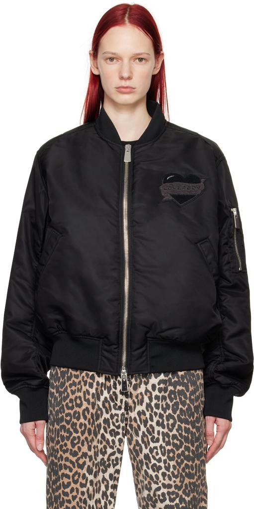 Charles Jeffrey Loverboy Black Appliqué Bomber Jacket Charles Jeffrey Loverboy Black Appliqué Bomber Jacket