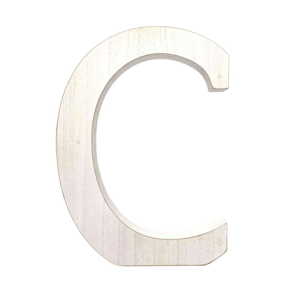 Hivvago 16" Distressed White Wash Wooden Initial Letter C Sculpture 1