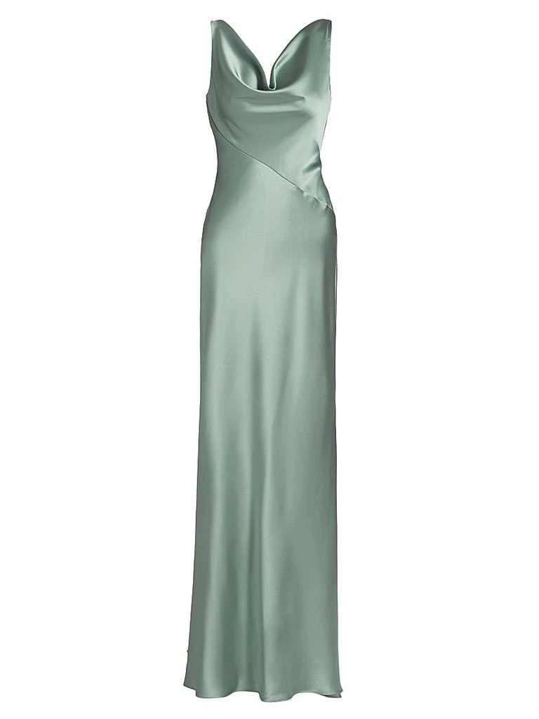 Amsale Satin Cowlneck Gown 1