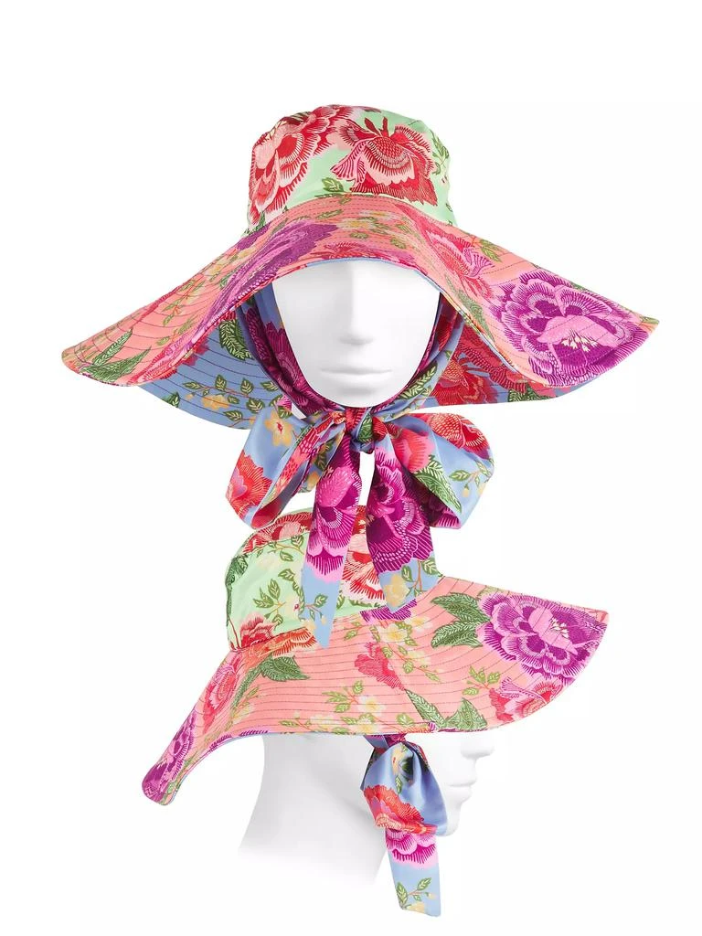 Farm Rio Flowers Tie-Strap Sun Hat 3