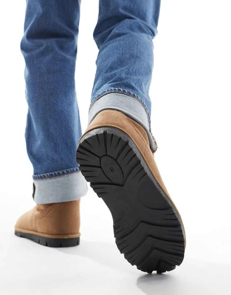 ASOS ASOS DESIGN slipper boots in tan faux suede 4