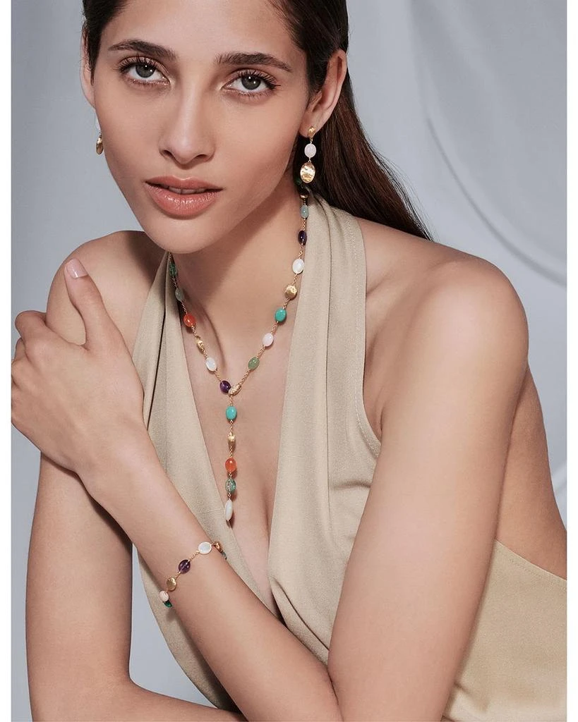 Marco Bicego 18K Yellow Gold Siviglia Multi Stone & Diamond Textured Bead Lariat Necklace, 18" - Exclusive, Italy Campaign 5