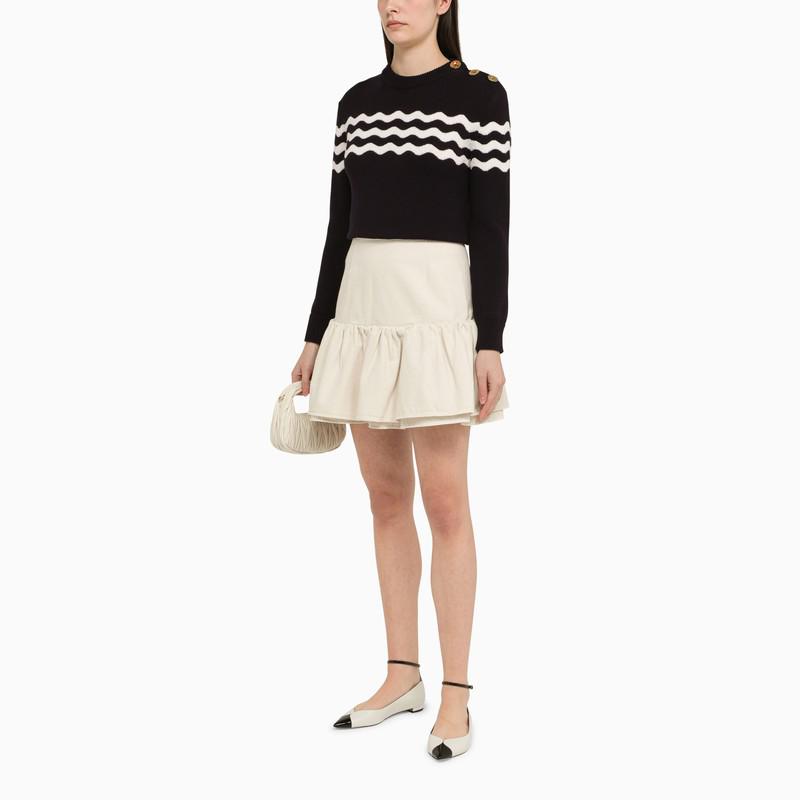PATOU White cotton flounced mini skirt