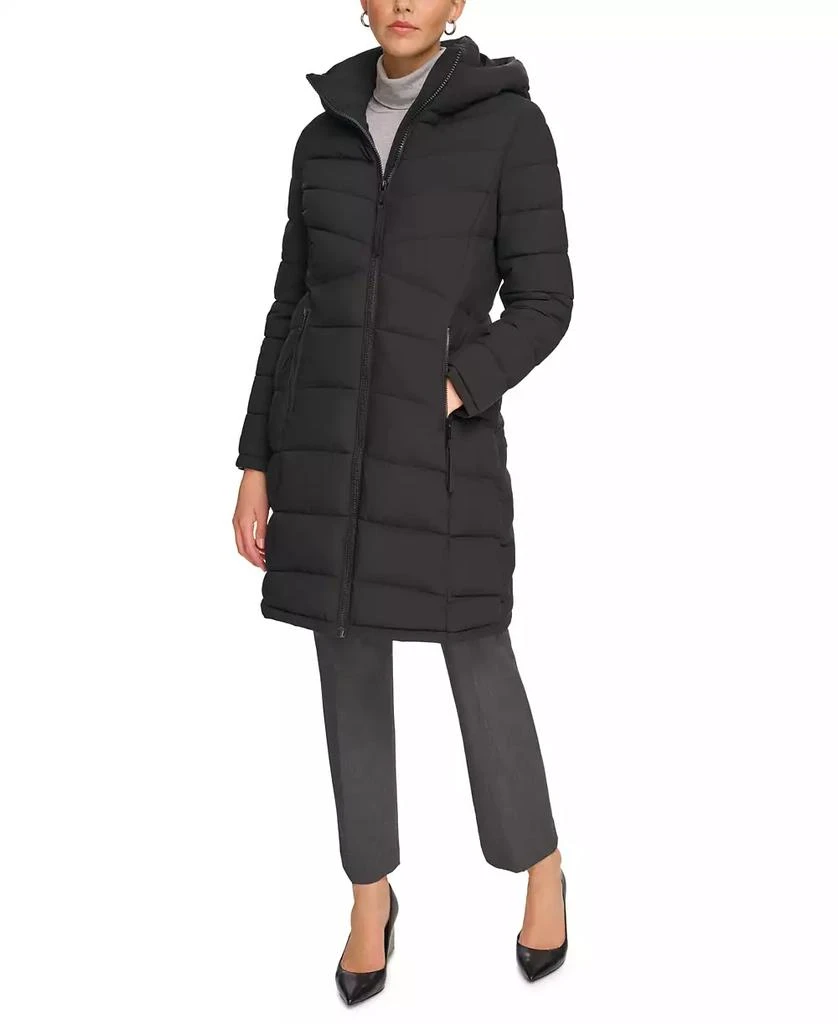 Calvin Klein Women's Hooded Stretch Puffer Coat, Created for Macy's 1