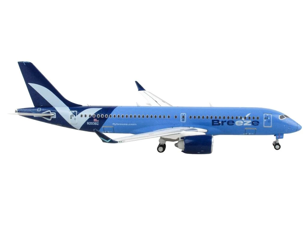 GeminiJets Airbus A220-300 Commercial Aircraft "Breeze Airways" Blue with White Wings 1/400 Diecast Model Airplane by 1