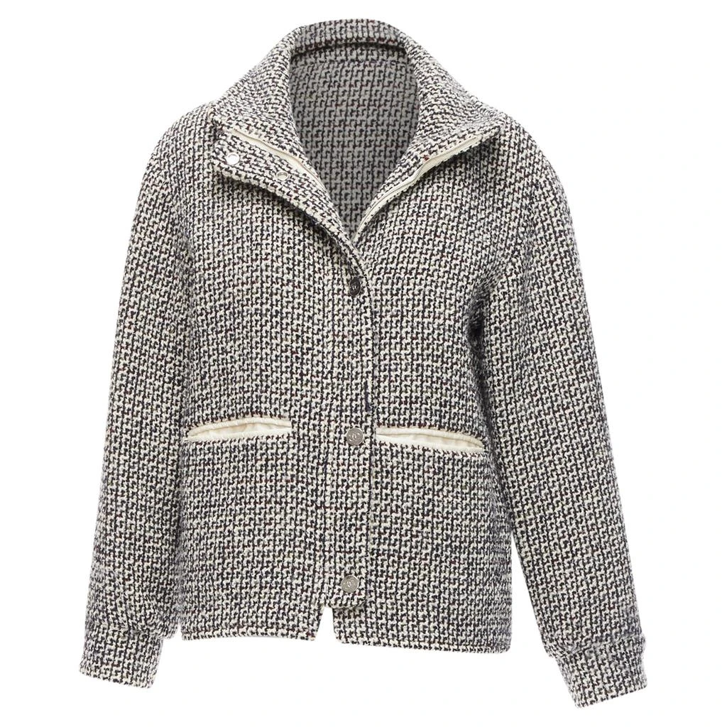 Chanel Reversible Wool Tweed CC Logo Padded Puffer Jacket 1