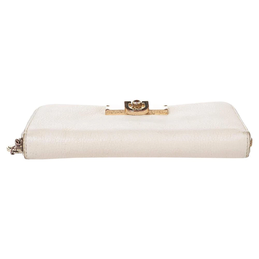 DKNY Dkny Cream Leather Zip Around Wallet 7