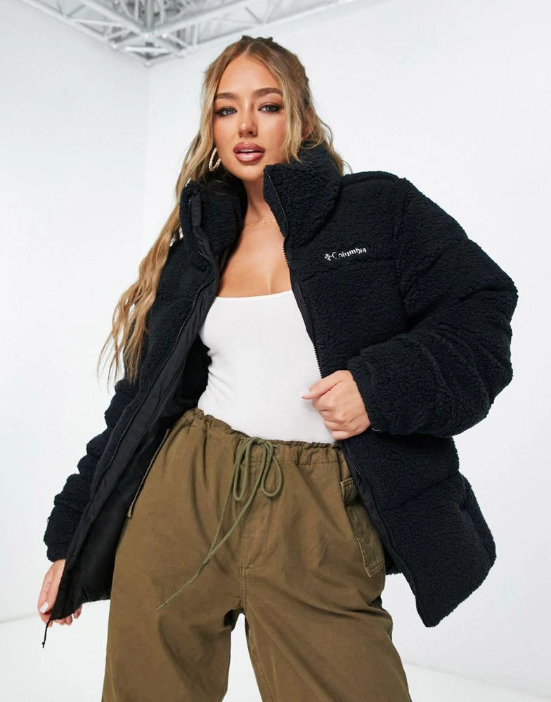 Columbia Columbia Puffect sherpa unisex puffer jacket in black Exclusive at ASOS 4