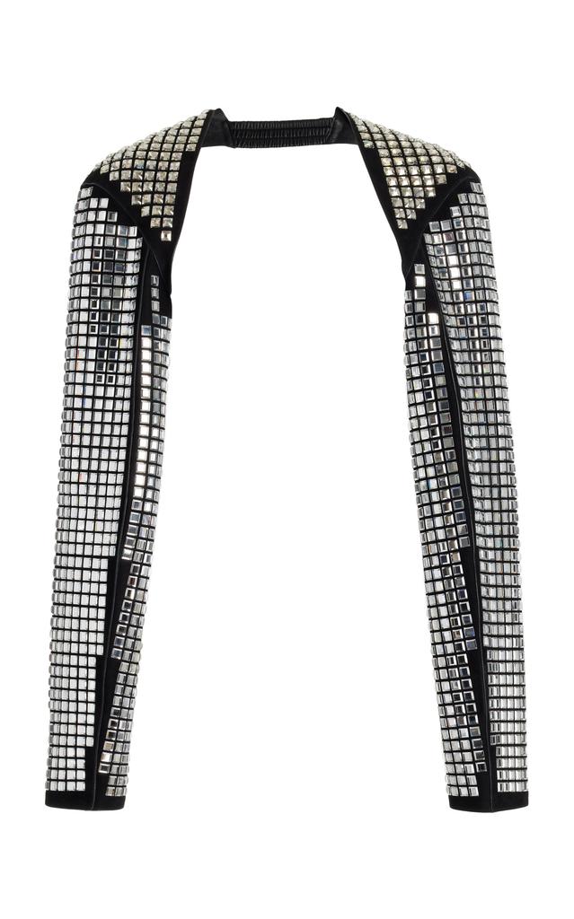 Peter Do Peter Do - Crystal-Embellished Leather Sleeves Shawl - Black - OS - Moda Operandi