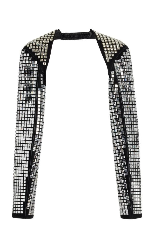 Peter Do Peter Do - Crystal-Embellished Leather Sleeves Shawl - Black - OS - Moda Operandi 1