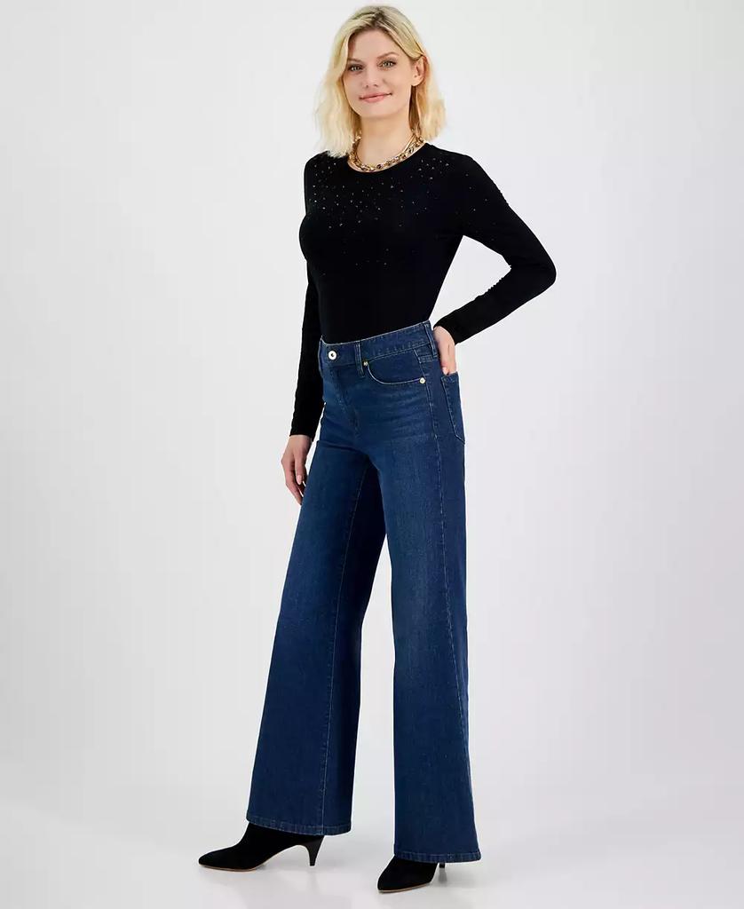 INC International Petite High-Rise Wide Leg Jeans, Created for Macy's