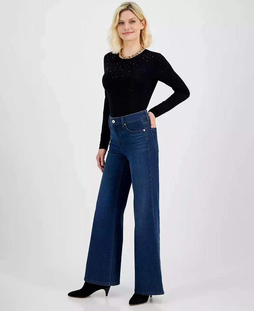 INC International Petite High-Rise Wide Leg Jeans, Created for Macy's 1