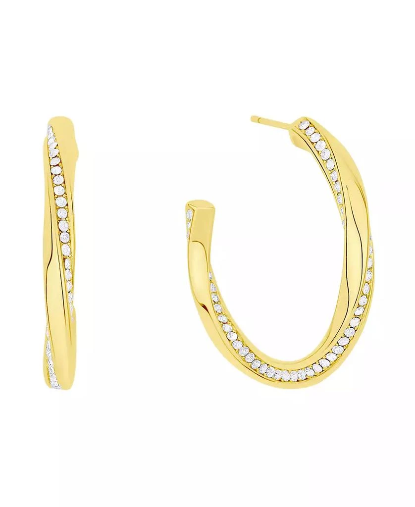 And Now This Crystal Post Tiwsted C Hoop Earrings