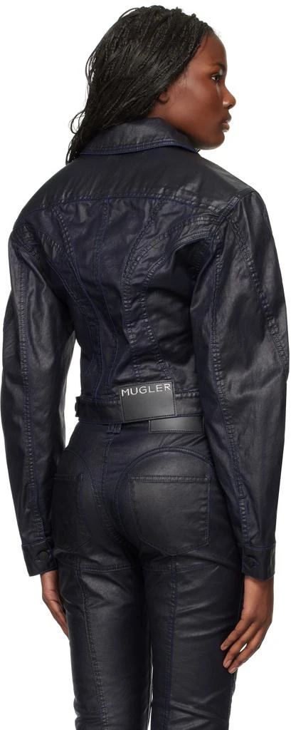 Mugler Blue Waxed Denim Jacket 3