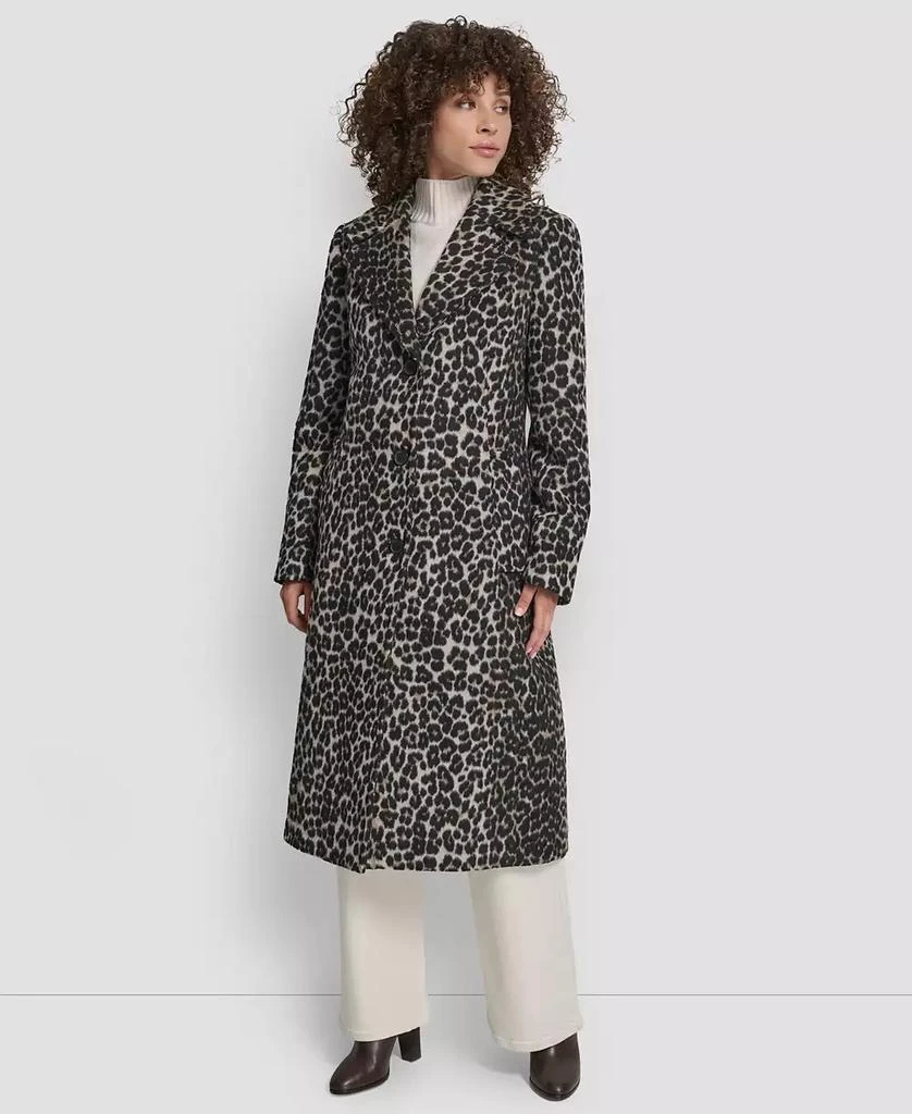 DKNY Women
s Maxi Boucle Notch Collar Coat 1