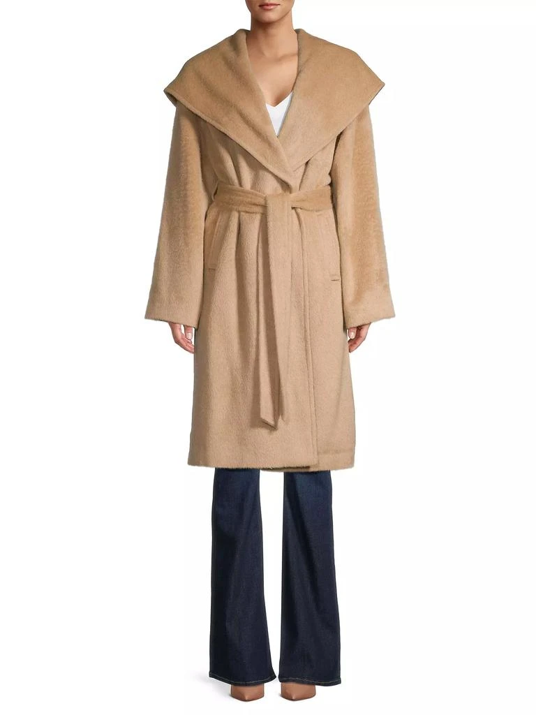 Sofia Cashmere Alpaca-Blend Hooded Wrap Coat 3