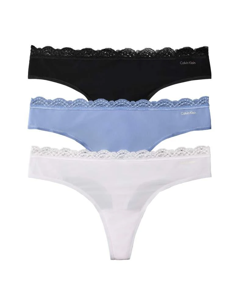 Calvin Klein Calvin Klein Microfibre 3 pack thongs in black/blue/lilac