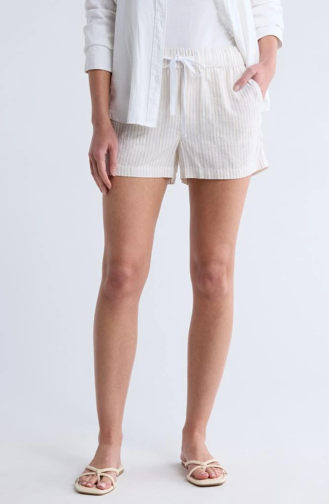 Caslon Stripe Drawstring Linen Blend Shorts 1