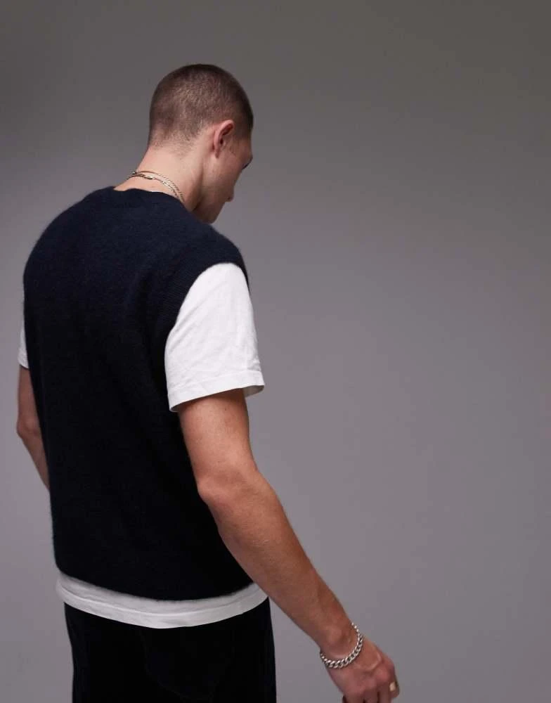 ARKET ARKET alpaca blend knitted crew neck vest in blue 4