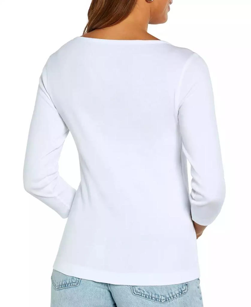 Three Dots Women's Boat-Neck 3/4-Sleeve T-Shirt 2