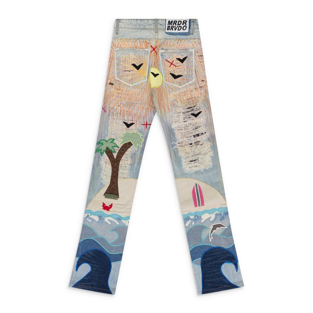 Who Decides War MULTI PALE SEABOARD STRAIGHT-FIT JEANS