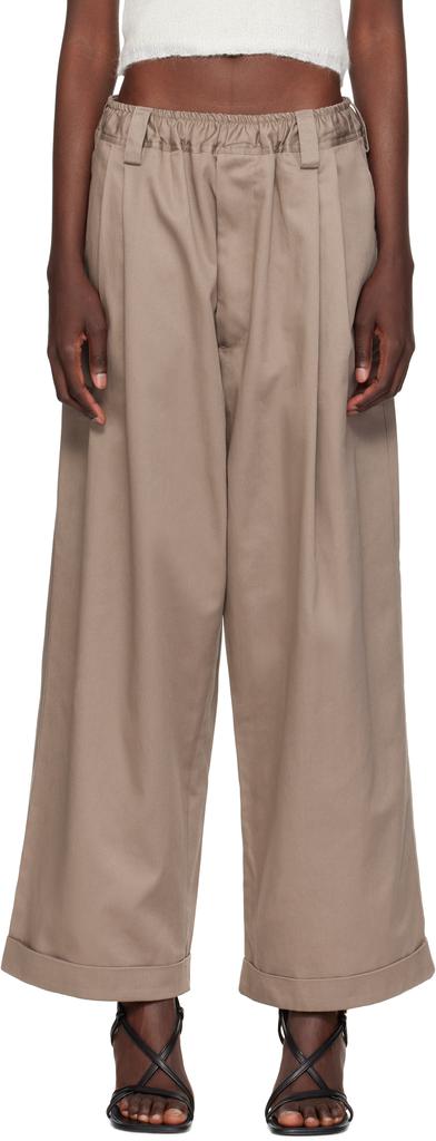 Meryll Rogge Gray Light Cotton Gabardine Drawstring Trousers