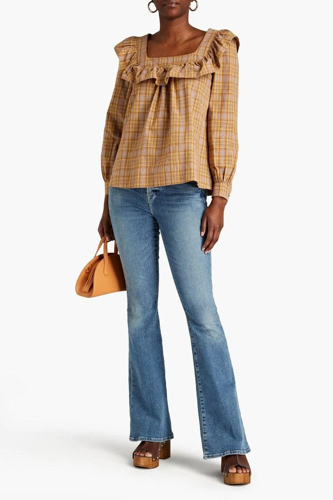 ALEXACHUNG Phyllis ruffled gingham cotton top 2