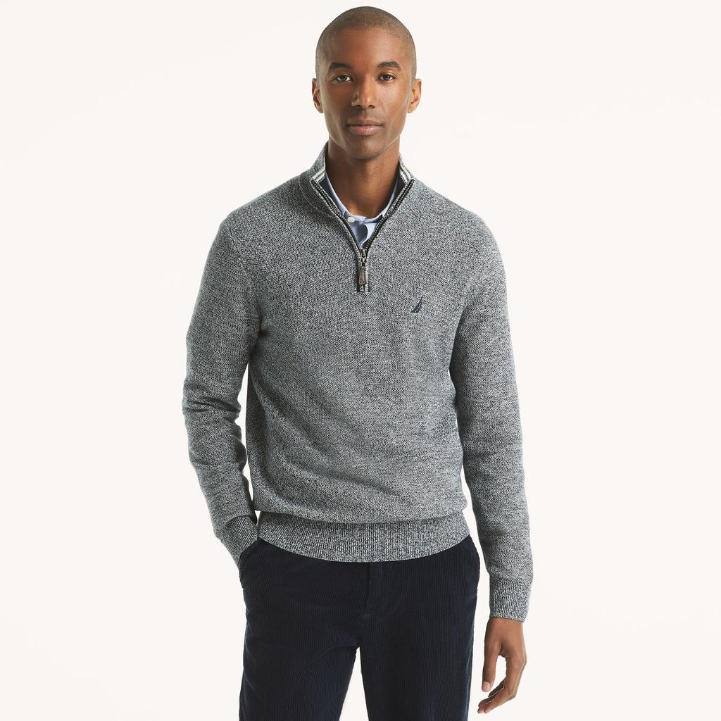 Nautica Mens Marled Quarter-Zip Sweater