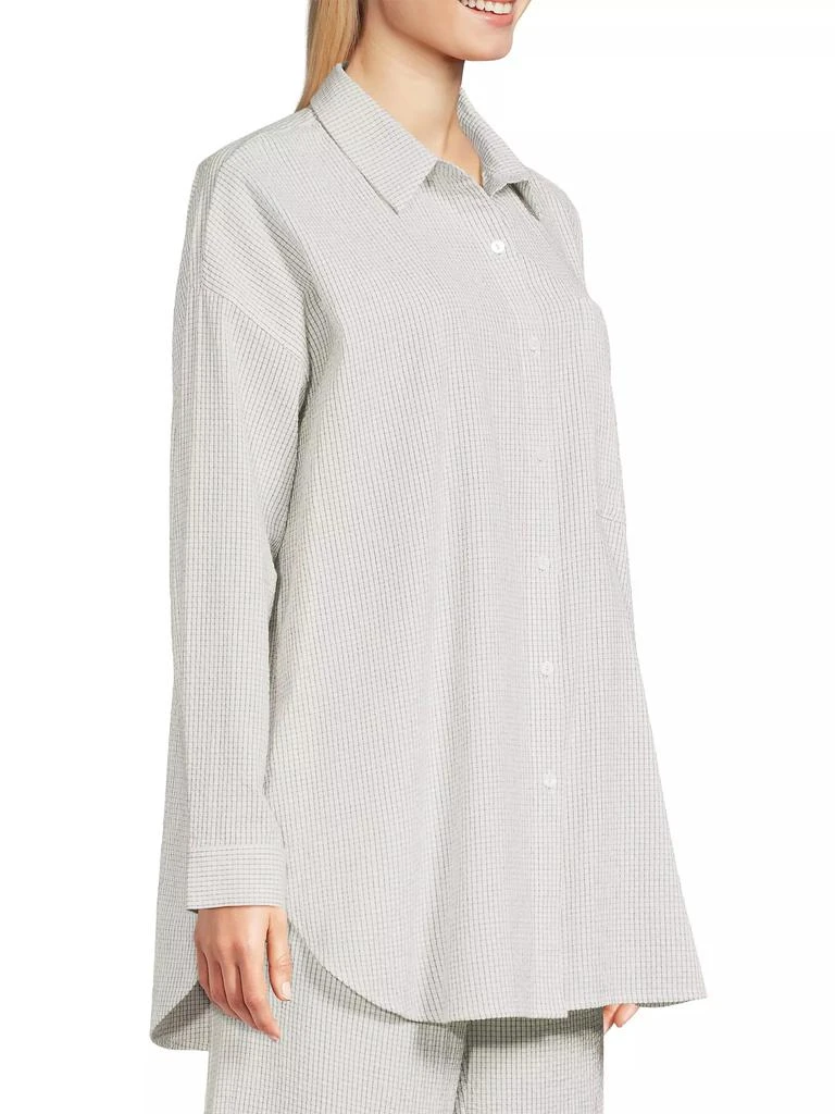Eileen Fisher Check Cotton Button-Front Shirt 4