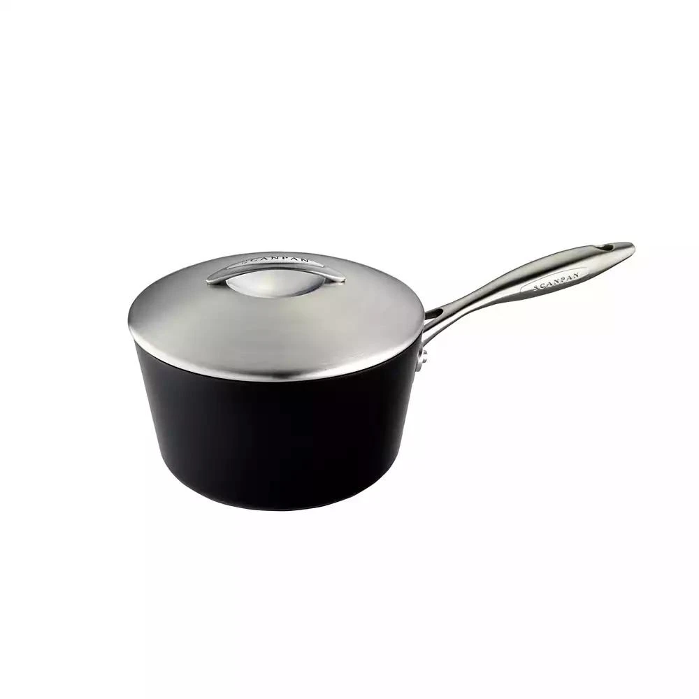 Scanpan Professional 2 qt, 1.8 L, 7", 18cm Nonstick Saucepan with Lid, Black 1