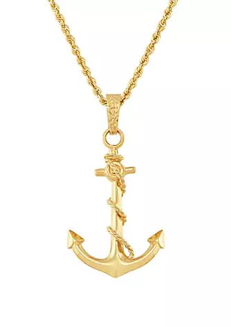 Belk & Co. Co. Anchor Pendant Necklace In 10K Yellow Gold