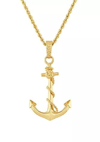 Belk & Co. Co. Anchor Pendant Necklace In 10K Yellow Gold 1