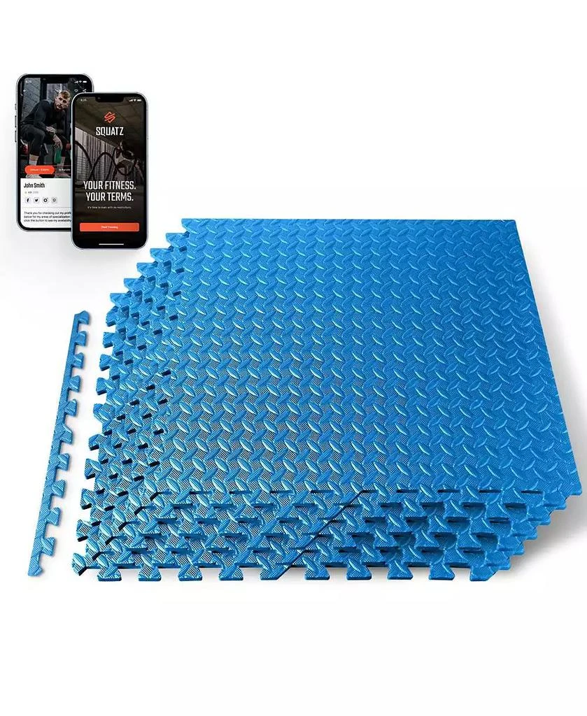 SQUATZ 6-Piece Puzzle Exercise Mat, EVA Foam Tiles, Blue