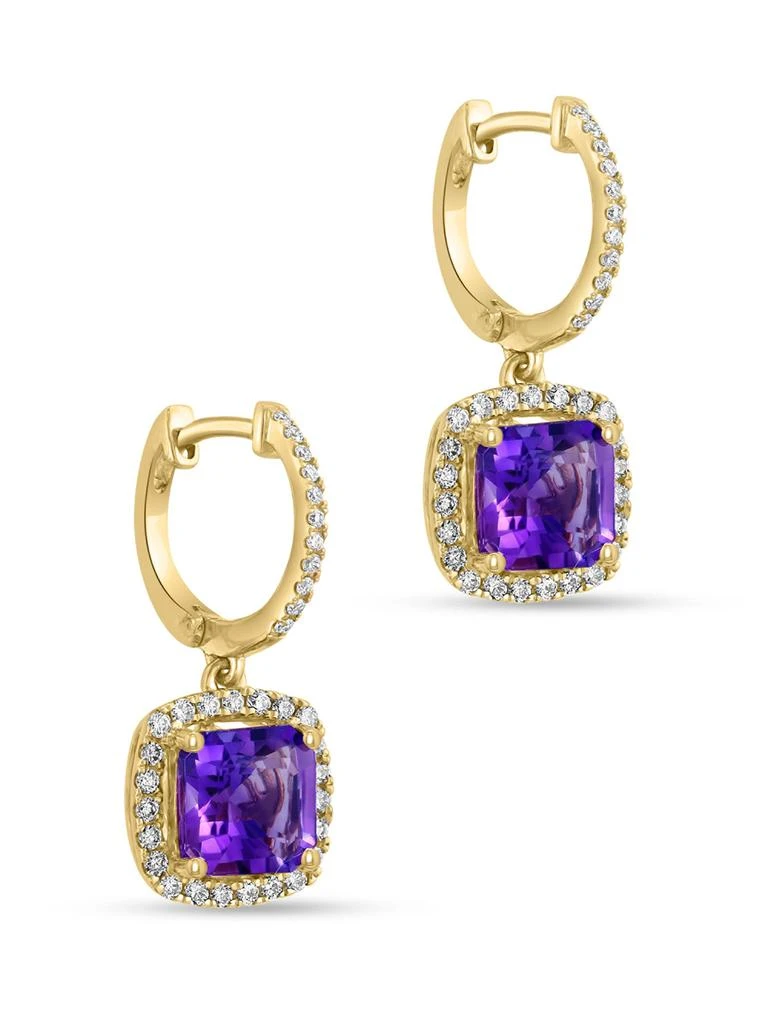 Effy 14K Yellow Gold, Amethyst 
0.44 TCW Diamond Drop Earrings 3