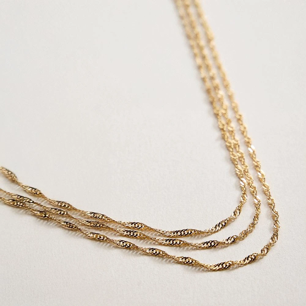 FASHNZFAB 18K Gold Filled Twisted Layered Chain Necklace