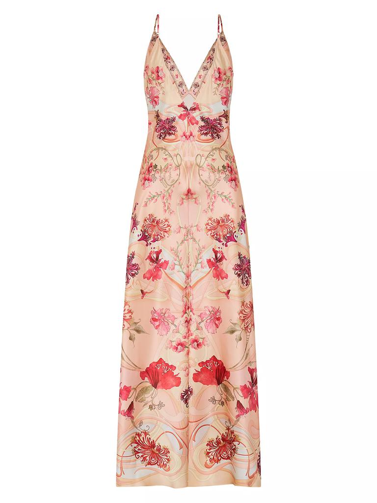 Camilla Floral Silk V-Neck Maxi Dress