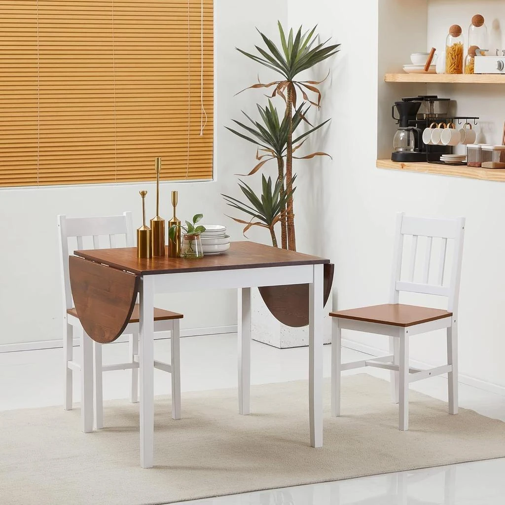 Streamdale Furniture Streamdale Solid Wood Folding Dining Table Drop Leaf Small Spaces Brown 1