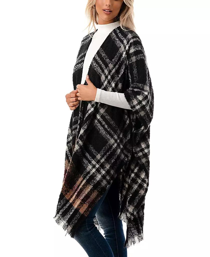 MARCUS ADLER Women's Open-Front Plaid Fringe-Trim Kimono