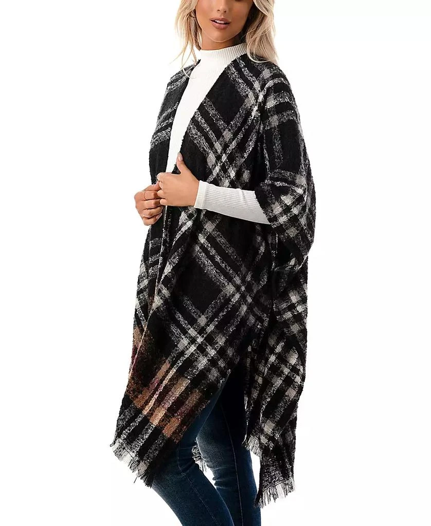 MARCUS ADLER Women's Open-Front Plaid Fringe-Trim Kimono 2