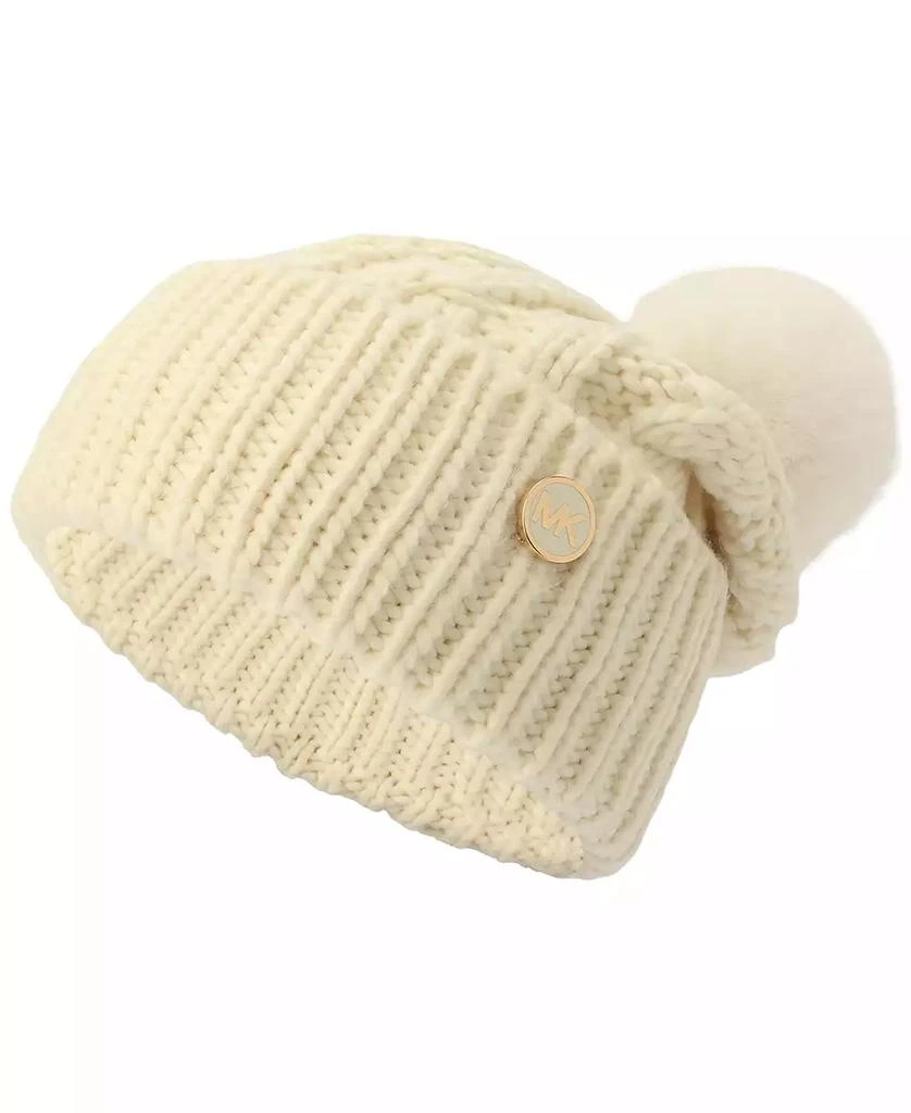 Michael Kors Soft Knit Tangled Aran Cuff Pom Beanie 2