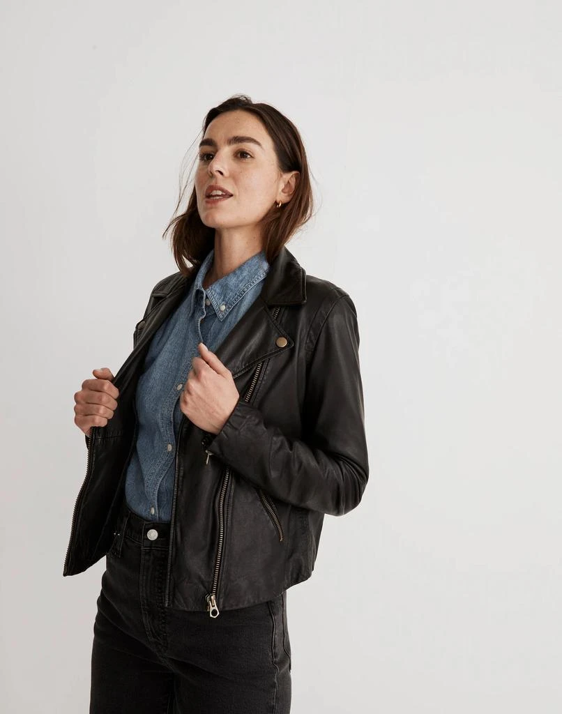 Madewell Washed Leather Motorcycle Jacket: Brass Hardware Edition 1