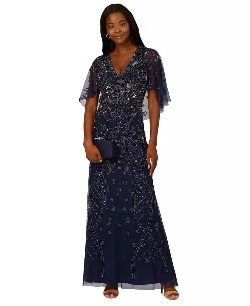 Adrianna Papell Women's Embellished Cape-Sleeve Gown 1