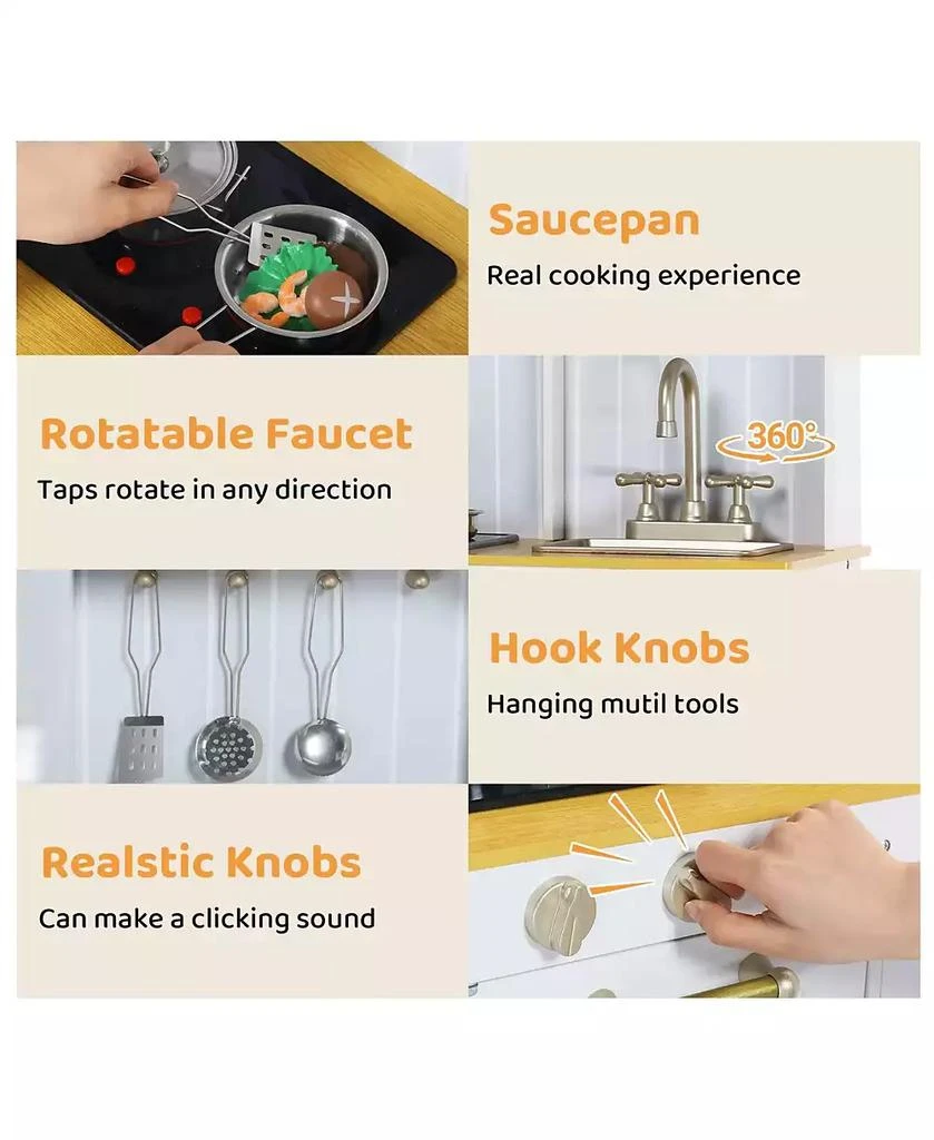 Kinder King Pretend Play Kitchen Wooden Toy Set for Kids w/Lights 
Sounds, Utensils, Oven, Microwave 5