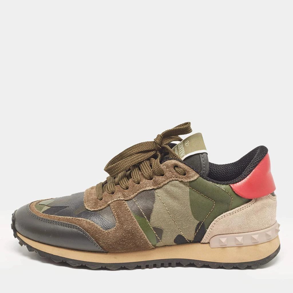 Valentino Valentino Multicolor Camouflage Print Canvas and Leather Rockrunner Sneakers Size 37 1
