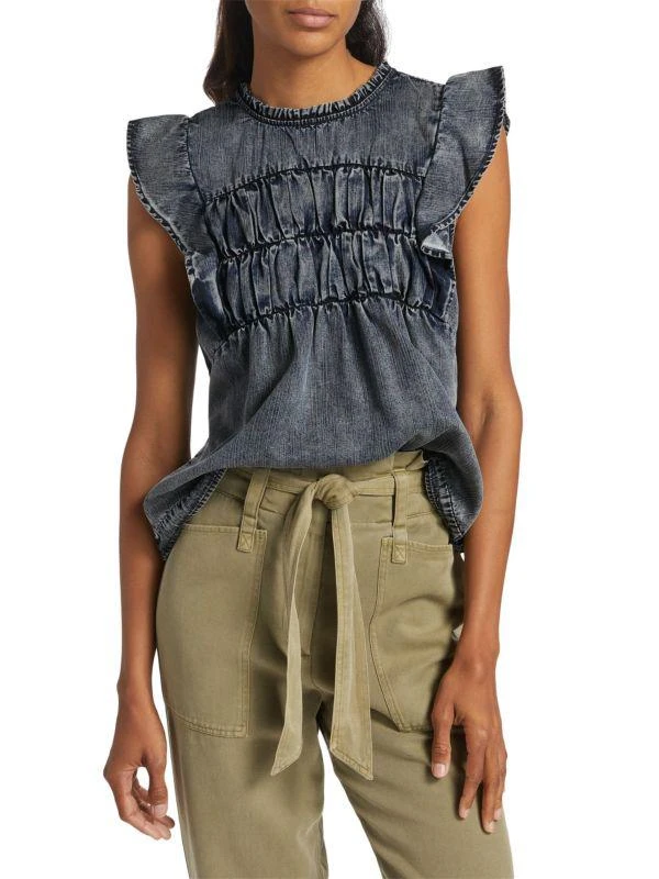 Rails Filomena Faux-Denim Cap-Sleeve Top 1