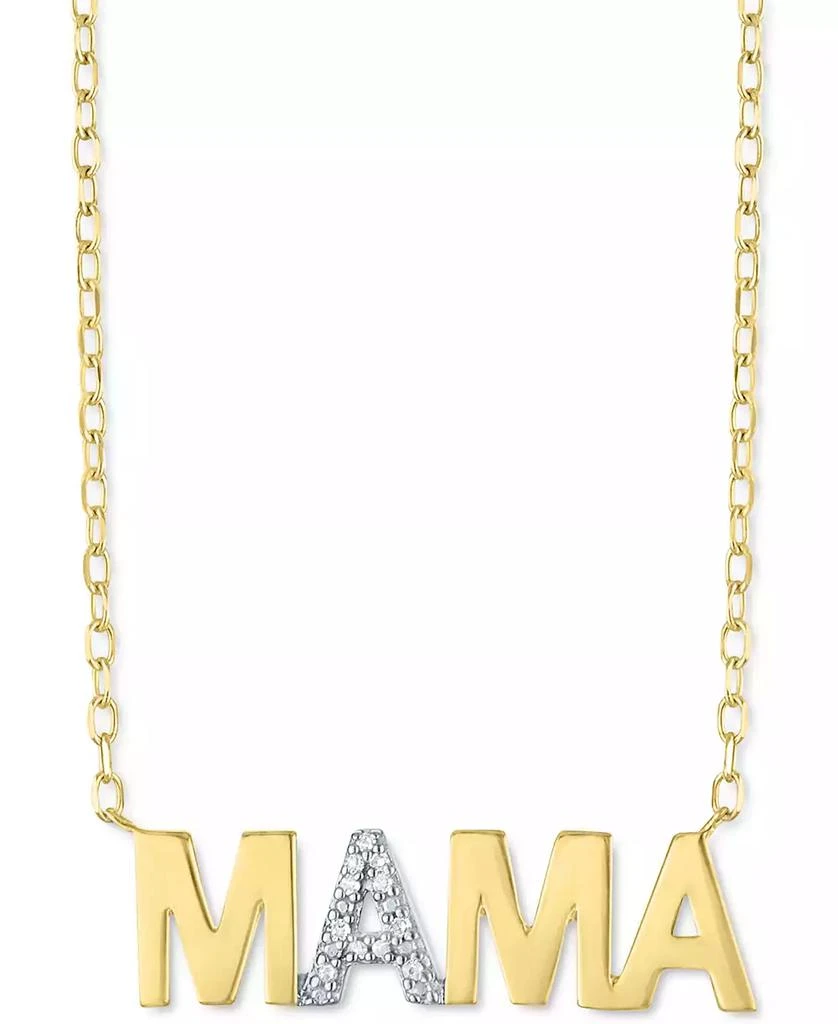 Macy's Diamond Accent MAMA Pendant Necklace in 14k Gold-Plated Sterling Silver, 16" + 2" extender 1