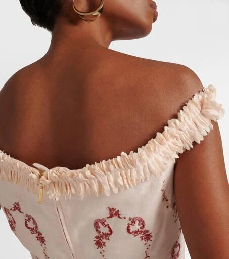 Agua by Agua Bendita Achiote Florero embroidered linen maxi dress 6